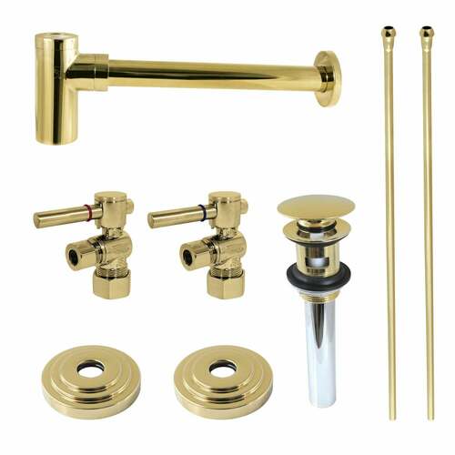 Kingston Brass CC53302DLTRMK1 Trimscape Modern Sink Trim Kit with Bottle Trap, Polished Brass