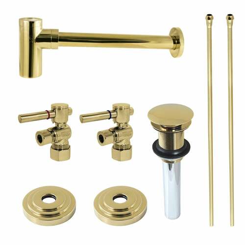 Kingston Brass CC53302DLTRMK2 Trimscape Modern Sink Trim Kit with Bottle Trap Overflow, Polished Brass