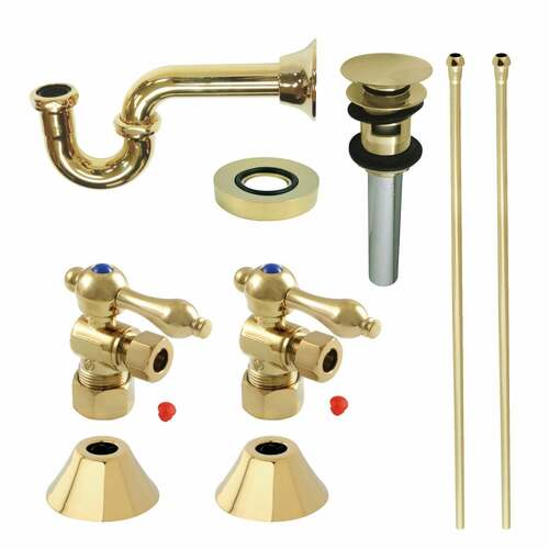 Kingston Brass CC53302VOKB30 Trimscape Traditional Sink Trim Kit with P-Trap Overflow, Polished Brass