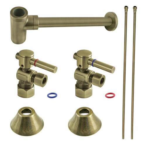 Kingston Brass CC53303DLLKB30 Trimscape Modern Sink Trim Kit with Bottle Trap, Antique Brass