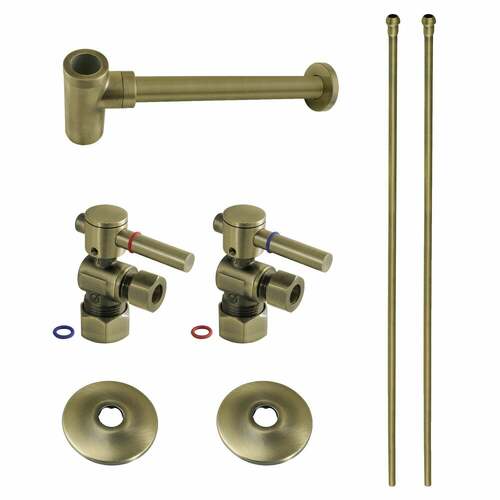 Kingston Brass CC53303DLLKB40 Trimscape Modern Sink Trim Kit with Bottle Trap, Antique Brass