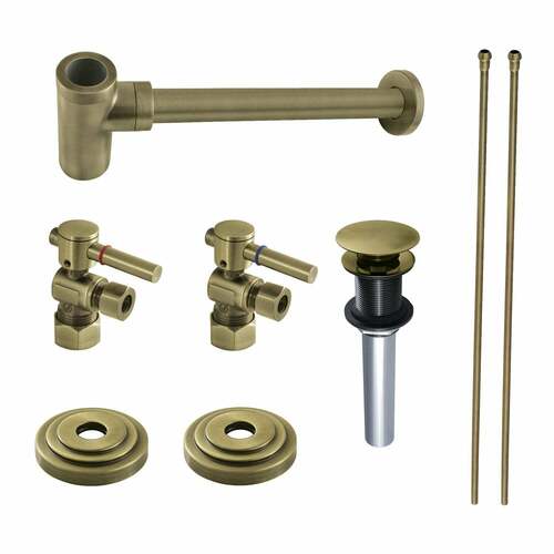 Kingston Brass CC53303DLTRMK1 Trimscape Modern Sink Trim Kit with Bottle Trap, Antique Brass