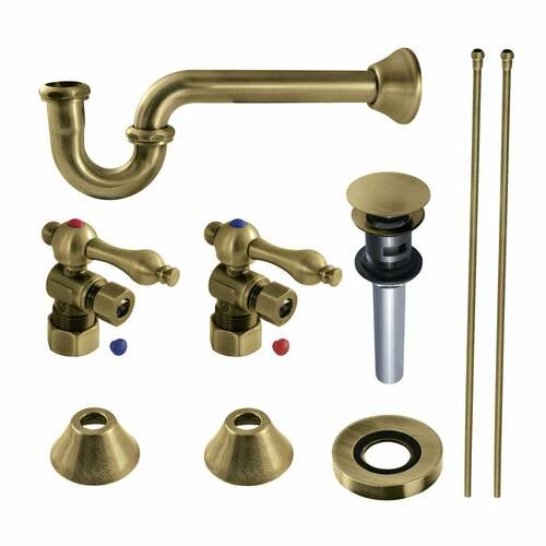 Kingston Brass CC53303VOKB30 Trimscape Traditional Sink Trim Kit with P-Trap Overflow, Antique Brass