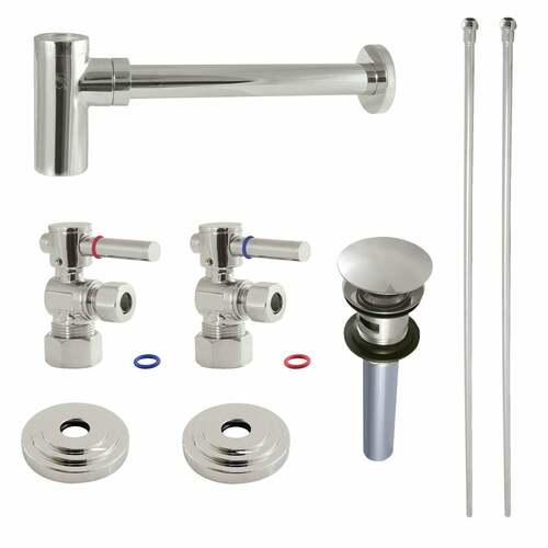 Kingston Brass CC53306DLTRMK2 Trimscape Modern Sink Trim Kit with Bottle Trap Overflow, Polished Nickel