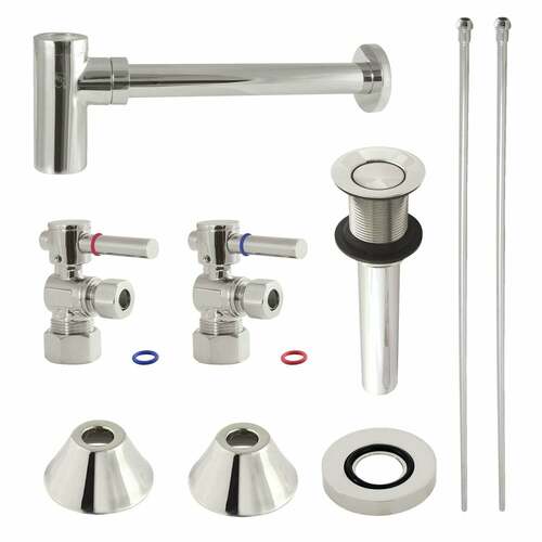 Kingston Brass CC53306DLVKB30 Trimscape Modern Sink Trim Kit with Bottle Trap Drain, Polished Nickel