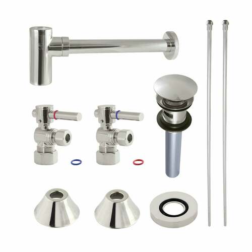 Kingston Brass CC53306DLVOKB30 Trimscape Modern Sink Trim Kit with Bottle Trap Overflow, Polished Nickel