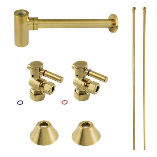Kingston Brass CC53307DLLKB30 Trimscape Modern Sink Trim Kit with Bottle Trap, Brushed Brass