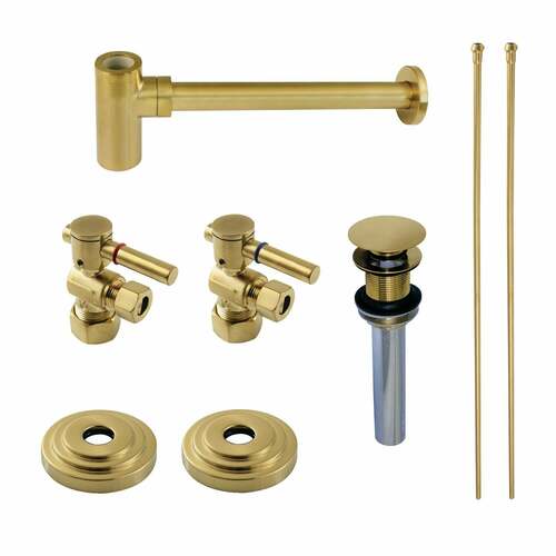 Kingston Brass CC53307DLTRMK1 Trimscape Modern Sink Trim Kit with Bottle Trap, Brushed Brass
