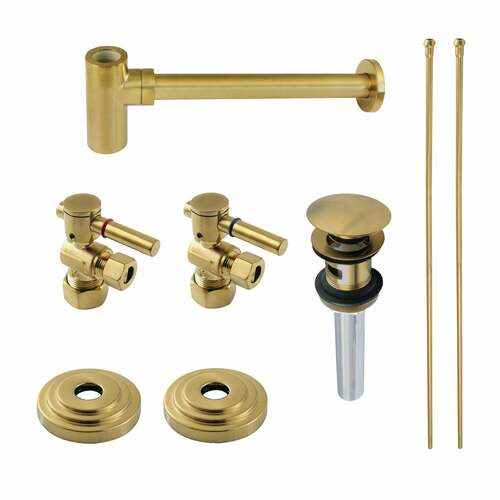 Kingston Brass CC53307DLTRMK2 Trimscape Modern Sink Trim Kit with Bottle Trap Overflow, Brushed Brass