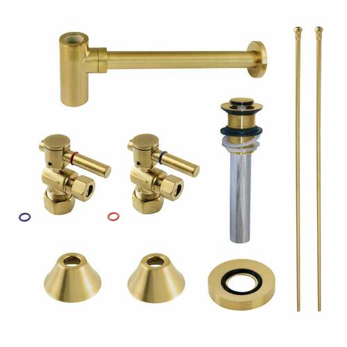 Kingston Brass CC53307DLVKB30 Trimscape Modern Sink Trim Kit with Bottle Trap Drain, Brushed Brass