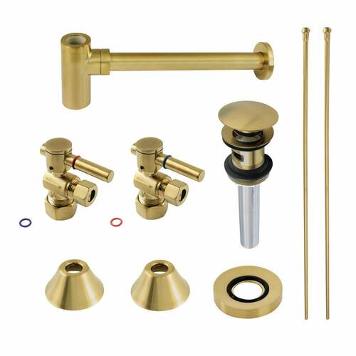 Kingston Brass CC53307DLVOKB30 Trimscape Modern Sink Trim Kit with Bottle Trap Overflow, Brushed Brass