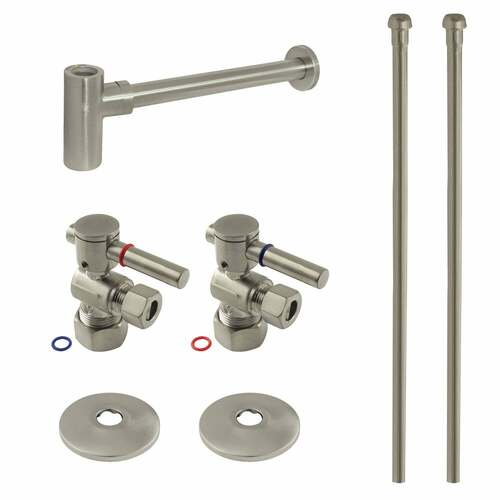 Kingston Brass CC53308DLLKB40 Trimscape Modern Sink Trim Kit with Bottle Trap, Brushed Nickel