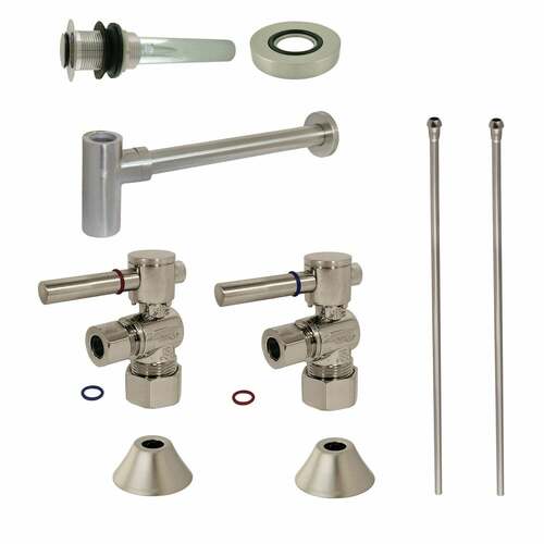 Kingston Brass CC53308DLVKB30 Trimscape Modern Sink Trim Kit with Bottle Trap Drain, Brushed Nickel