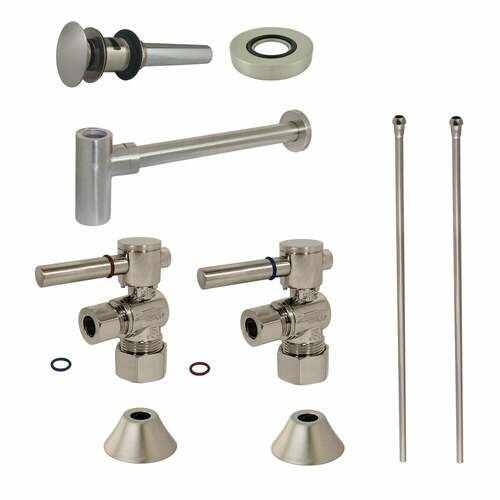 Kingston Brass CC53308DLVOKB30 Trimscape Modern Sink Trim Kit with Bottle Trap Overflow, Brushed Nickel