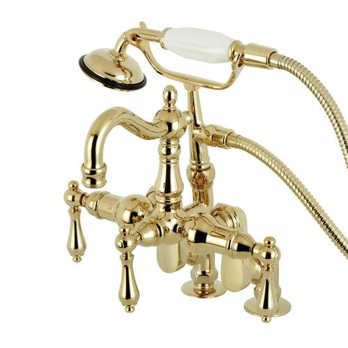 Kingston Brass CC6013T2 Vintage Clawfoot Tub Faucet with Hand Shower, Polished Brass