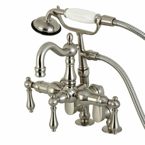 Kingston Brass CC6013T8 Brushed Nickel Vintage Clawfoot Tub Faucet with Hand Shower
