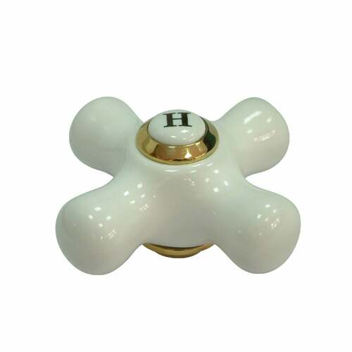 Kingston Brass CCCX2H Vintage Porcelain Cross Handle (Hot), Polished Brass