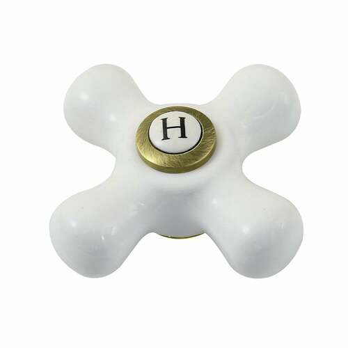 Kingston Brass CCCX3H Vintage Porcelain Cross Handle (Hot Side) - Antique Brass