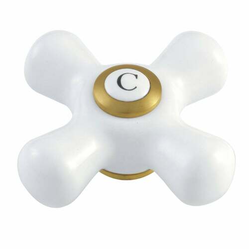 Kingston Brass CCCX7C Vintage Porcelain Cross Handle (Cold), Brushed Brass