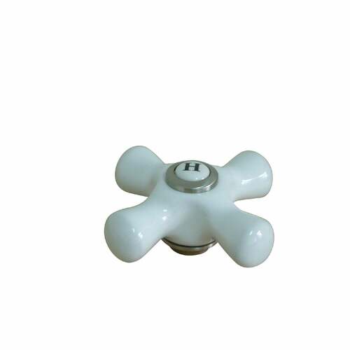 Kingston Brass CCCX8H Vintage Porcelain Cross Handle (Hot), Brushed Nickel