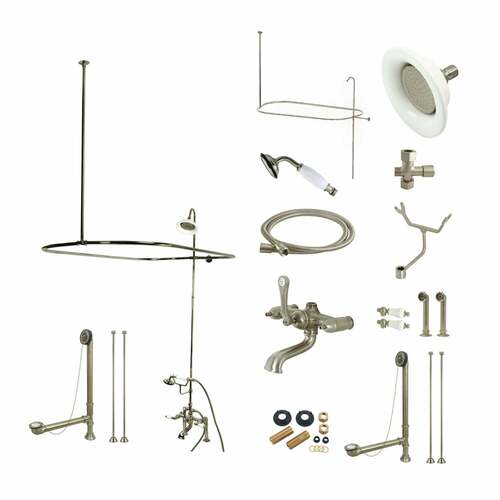 Kingston Brass CCK1178DPL Vintage Deck Mount Clawfoot Tub Faucet with Shower, Brushed Nickel