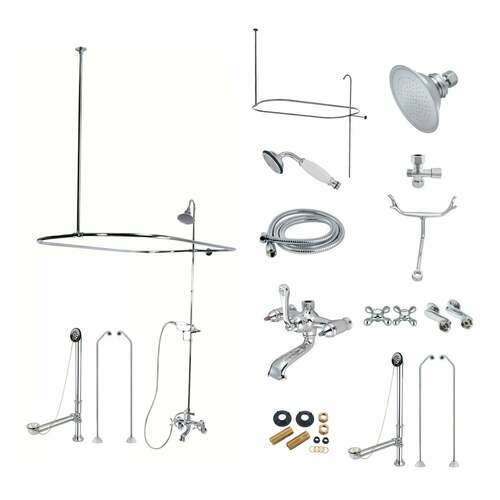 Kingston Brass CCK1181AX Vintage Wall Mount Clawfoot Tub Faucet with Shower, Polished Chrome