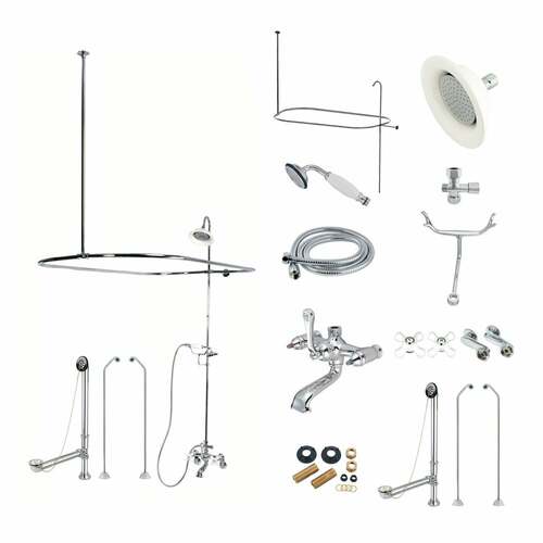 Kingston Brass CCK1181PX Vintage Wall-Mount Clawfoot Tub Faucet with Shower, Polished Chrome