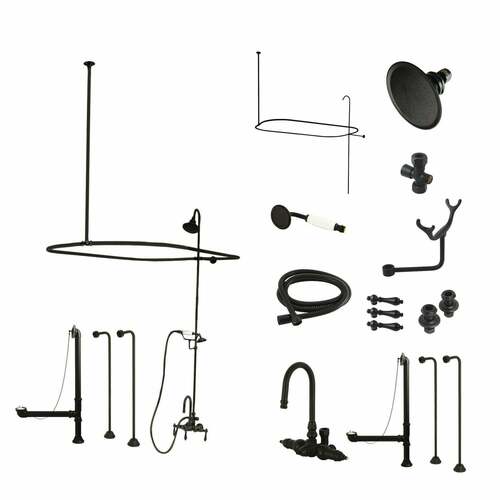 Kingston Brass CCK2140AL Vintage Tub Wall Mount High-Arc Gooseneck Faucet with Hand Shower, Matte Black