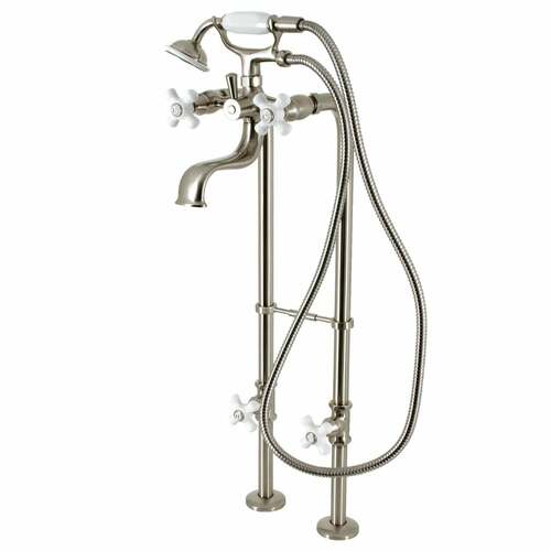 Kingston Brass CCK226PXK8 Kingston Clawfoot Tub Faucet Package with Supply Line, Brushed Nickel