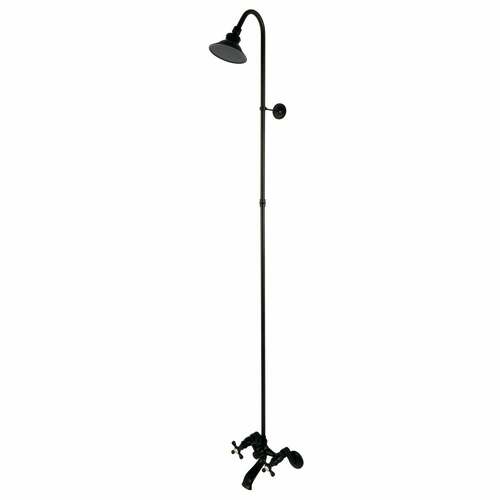 Kingston Brass CCK2670 Vintage Matte Black Two-Handle Wall Mount Clawfoot Tub Faucet with Shower Combo