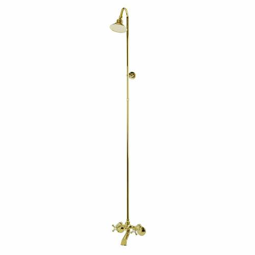 Kingston Brass CCK2672 Vintage 2-Handle Wall Mount Clawfoot Tub Faucet with Shower, Polished Brass