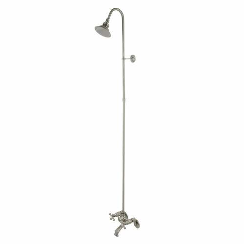Kingston Brass CCK2678 Vintage 2-Handle Wall Mount Clawfoot Tub Faucet Shower Combo, Brushed Nickel