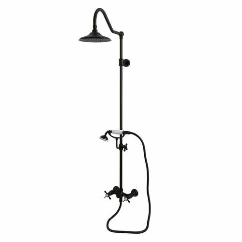 Kingston Brass CCK3660BEX Essx Matte Black Wall Mount Rain Drop Shower System with Hand Shower