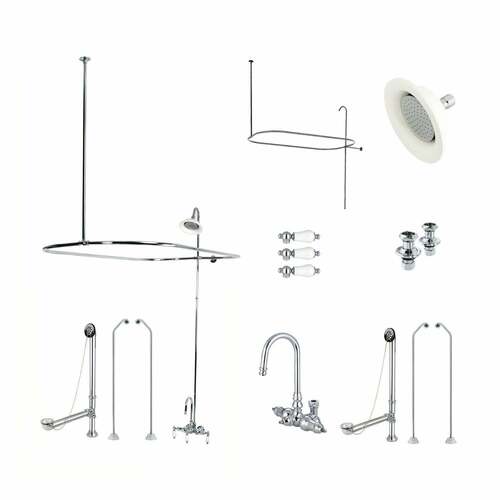 Kingston Brass CCK4181PL Vintage Tub Wall Mount Gooseneck Faucet with Shower Enclosure, Chrome