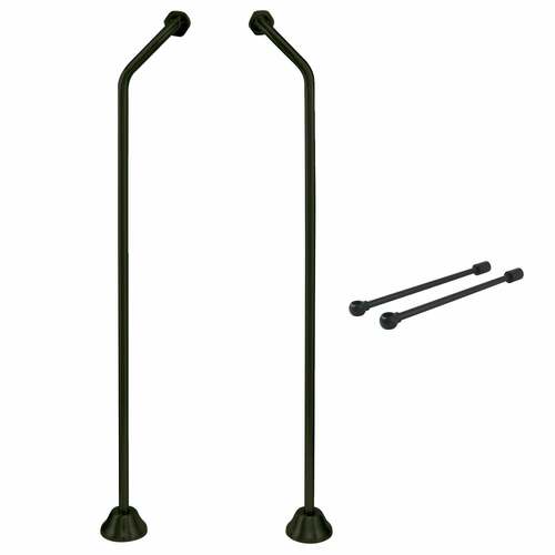 Kingston Brass CCK470 Matte Black Vintage Double Offset Supply Line with Wall Bracket Combo