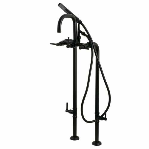 Kingston Brass CCK8400DL Aqua Vintage Concord Matte Black Freestanding Tub Faucet with Supply Line