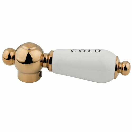 Kingston Brass CCPL2CSC Porcelain Cold Side Lever Handle, Polished Brass
