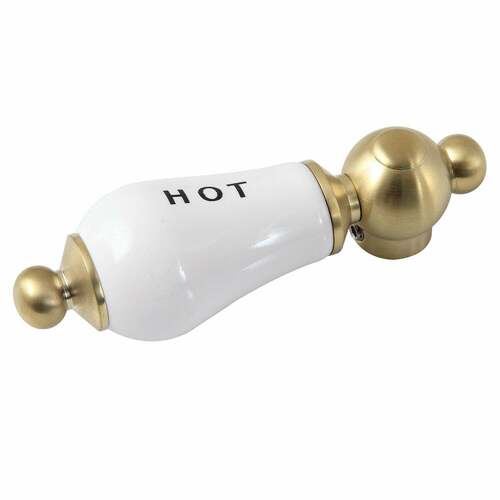 Kingston Brass CCPL7H Vintage Porcelain Lever Handle (Hot), Brushed Brass