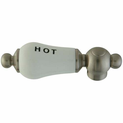 Kingston Brass CCPL8H Vintage Porcelain Lever Handle (Hot), Brushed Nickel