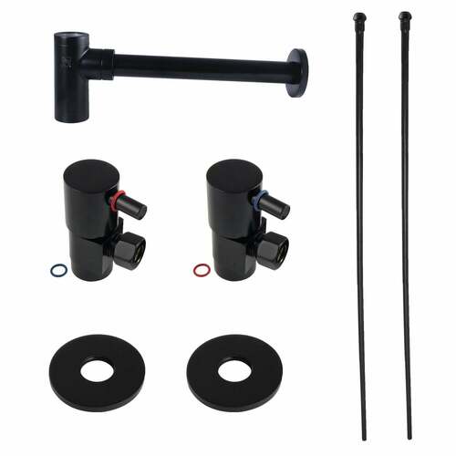 Kingston Brass CD43300DLLKB30 Trimscape Modern Sink Trim Kit with Bottle Trap, Matte Black