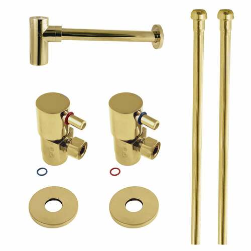 Kingston Brass CD43302DLLKB30 Trimscape Modern Sink Trim Kit with Bottle Trap, Polished Brass