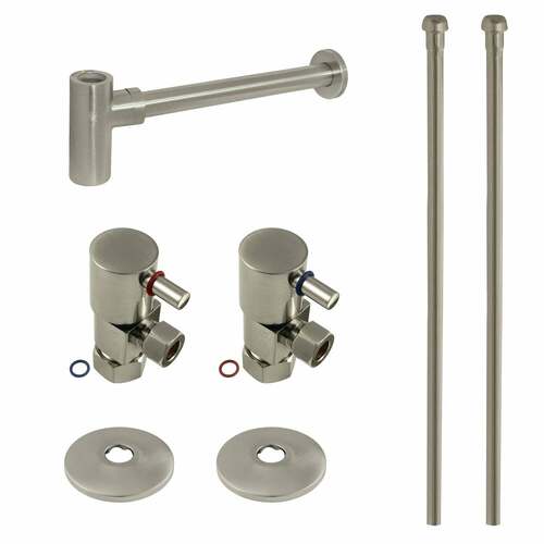 Kingston Brass CD53308DLLKB30 Trimscape Modern Sink Trim Kit with Bottle Trap, Brushed Nickel
