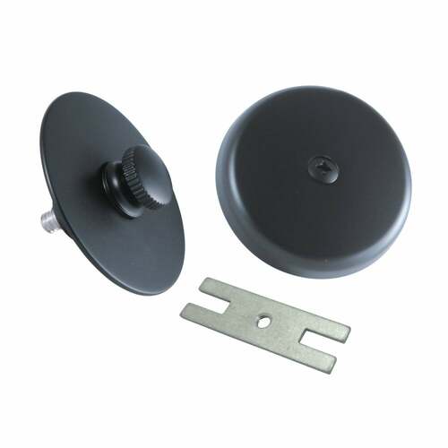 Kingston Brass DTL5303A0 Matte Black Tub Drain Stopper with Overflow Plate Replacement Kit