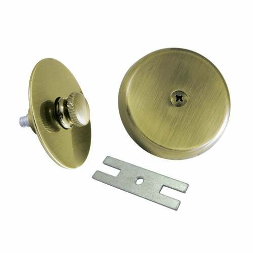 Kingston Brass DTL5303A3 Antique Brass Tub Drain Stopper with Overflow Plate Replacement Kit