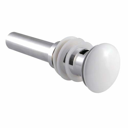 Kingston Brass EV6001WT Push Pop-Up Drain with Overflow, 22 Gauge, Polished Chrome/White