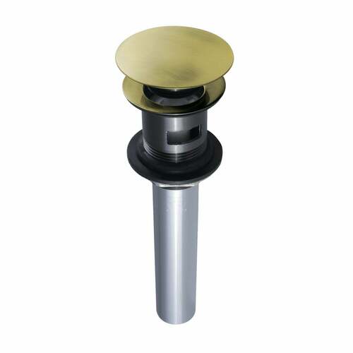 Kingston Brass EV6003 Antique Brass Push Pop-Up Drain with Overflow, 22 Gauge