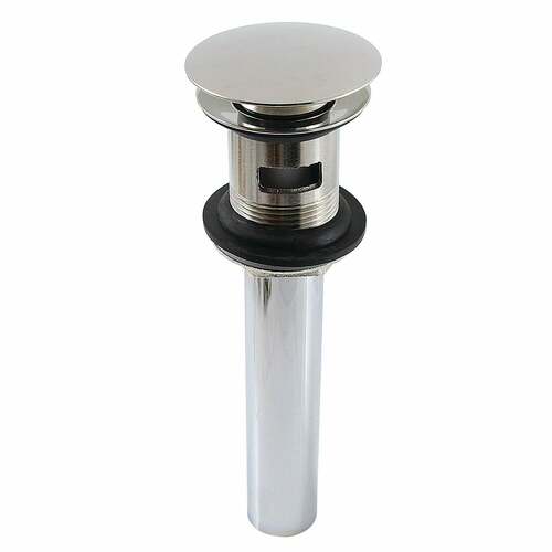 Kingston Brass EV6006 Polished Nickel Push Pop-Up Drain with Overflow, 22 Gauge