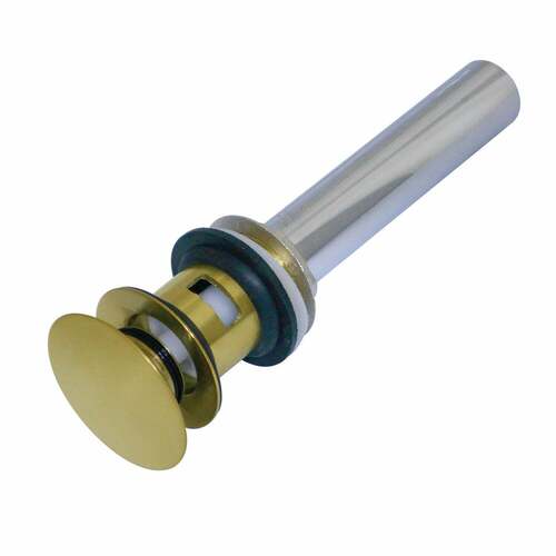 Kingston Brass EV6007 Brushed Brass Push Pop-Up Drain with Overflow, 22 Gauge