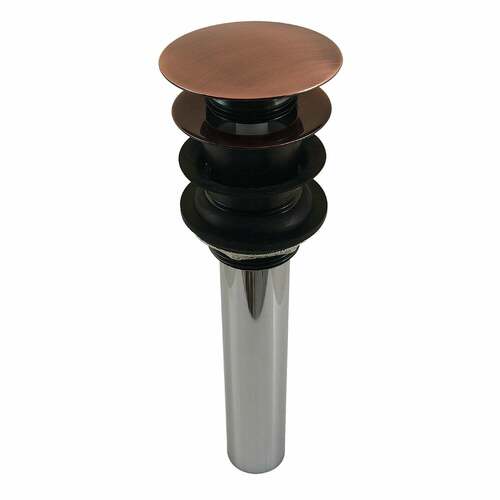 Kingston Brass EV600AC Antique Copper Push Pop-Up Drain with Overflow, 22 Gauge