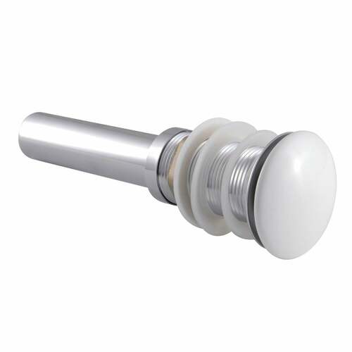Kingston Brass EV7001WT Push Pop-Up Drain, 22 Gauge, Polished Chrome/White, No Overflow